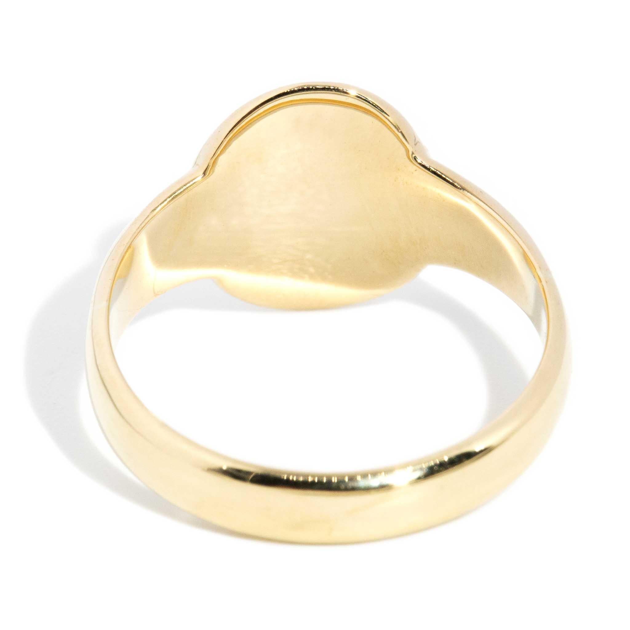 Vintage Circa 1980s Oval Signet Ring 18 Carat Yellow Gold