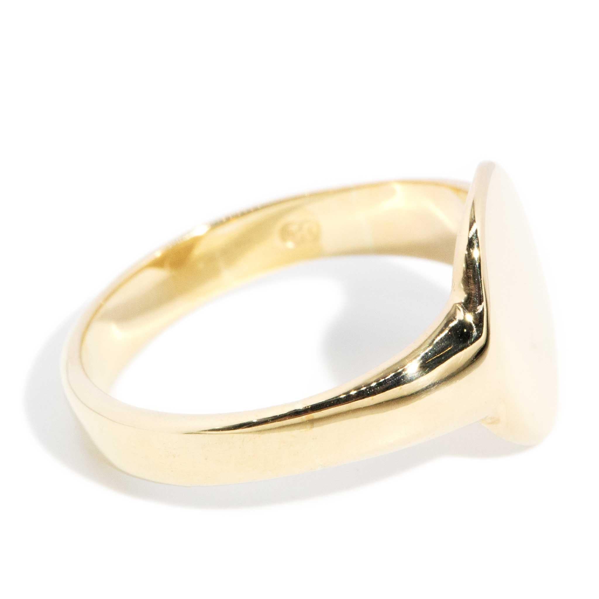 Vintage Circa 1980s Oval Signet Ring 18 Carat Yellow Gold