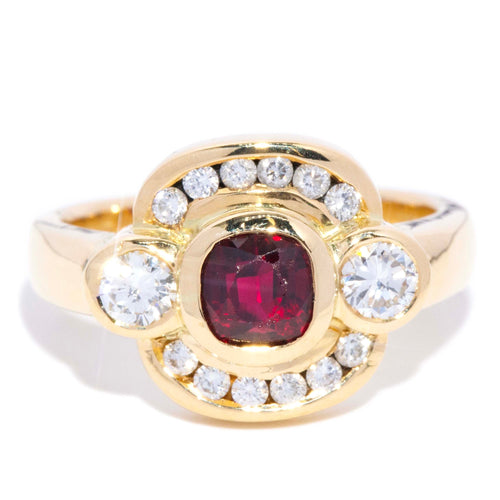 Teela Ruby & Channel Set Diamond Ring 18K Yellow Gold
