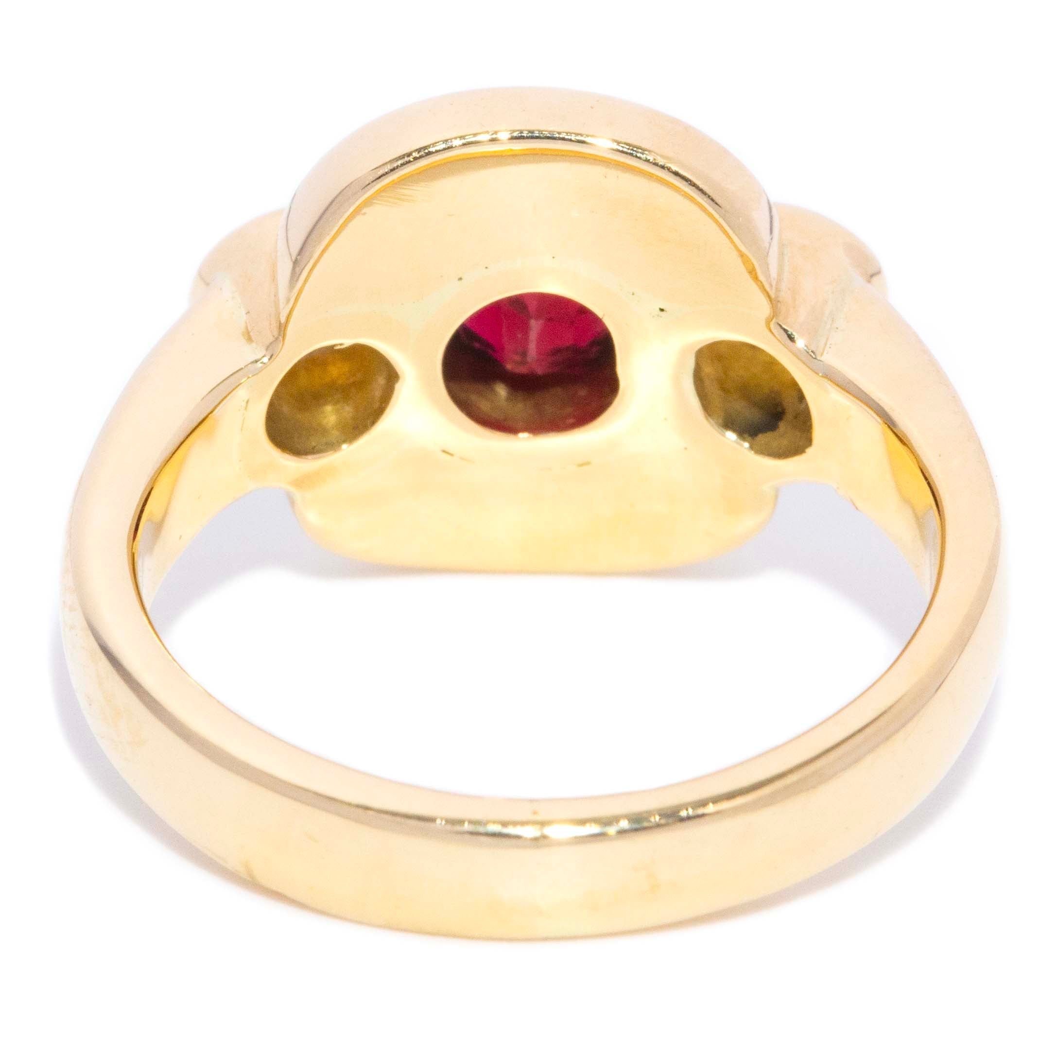 Teela 1980s Ruby & Diamond Dress Ring 18ct Gold Rings Imperial Jewellery 