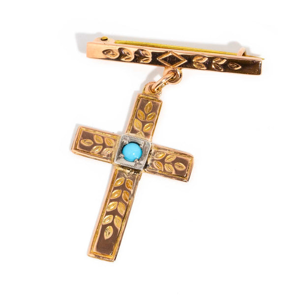 Tempany Circa 1960s Turquoise 9ct Rose Gold Brooch Rings Imperial Jewellery Imperial Jewellery - Hamilton 
