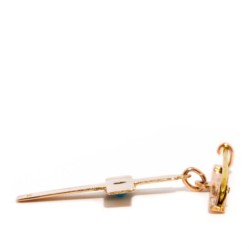 Tempany Circa 1960s Turquoise 9ct Rose Gold Brooch Rings Imperial Jewellery 
