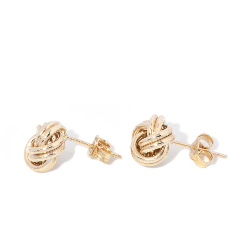Vintage Circa 1980s Love Knot Style Stud Earrings 9 Carat Gold