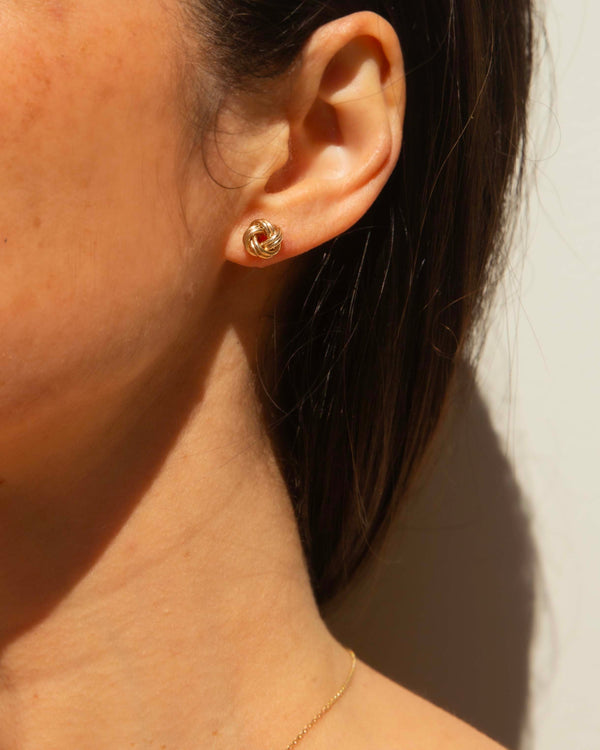 Terra 1980s Love Knot Style Stud Earrings 9ct Yellow Gold Earrings Imperial Jewellery 