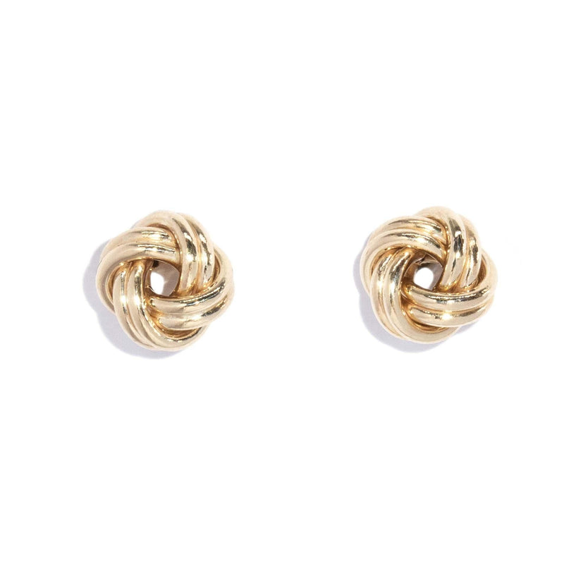 Vintage Circa 1980s Love Knot Style Stud Earrings 9 Carat Gold