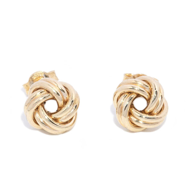 Vintage Circa 1980s Love Knot Style Stud Earrings 9 Carat Gold