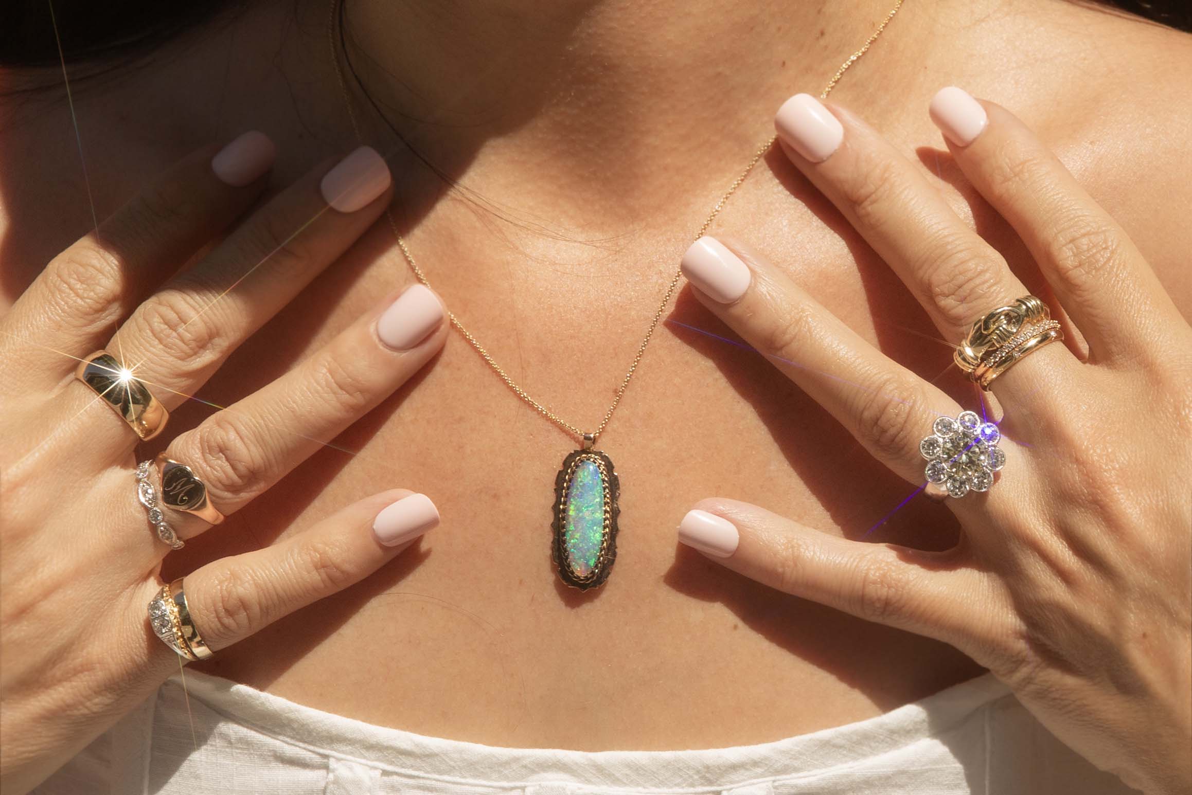 Thais Elongated Oval Boulder Opal Pendant 9ct Gold Pendants/Necklaces Imperial Jewellery 