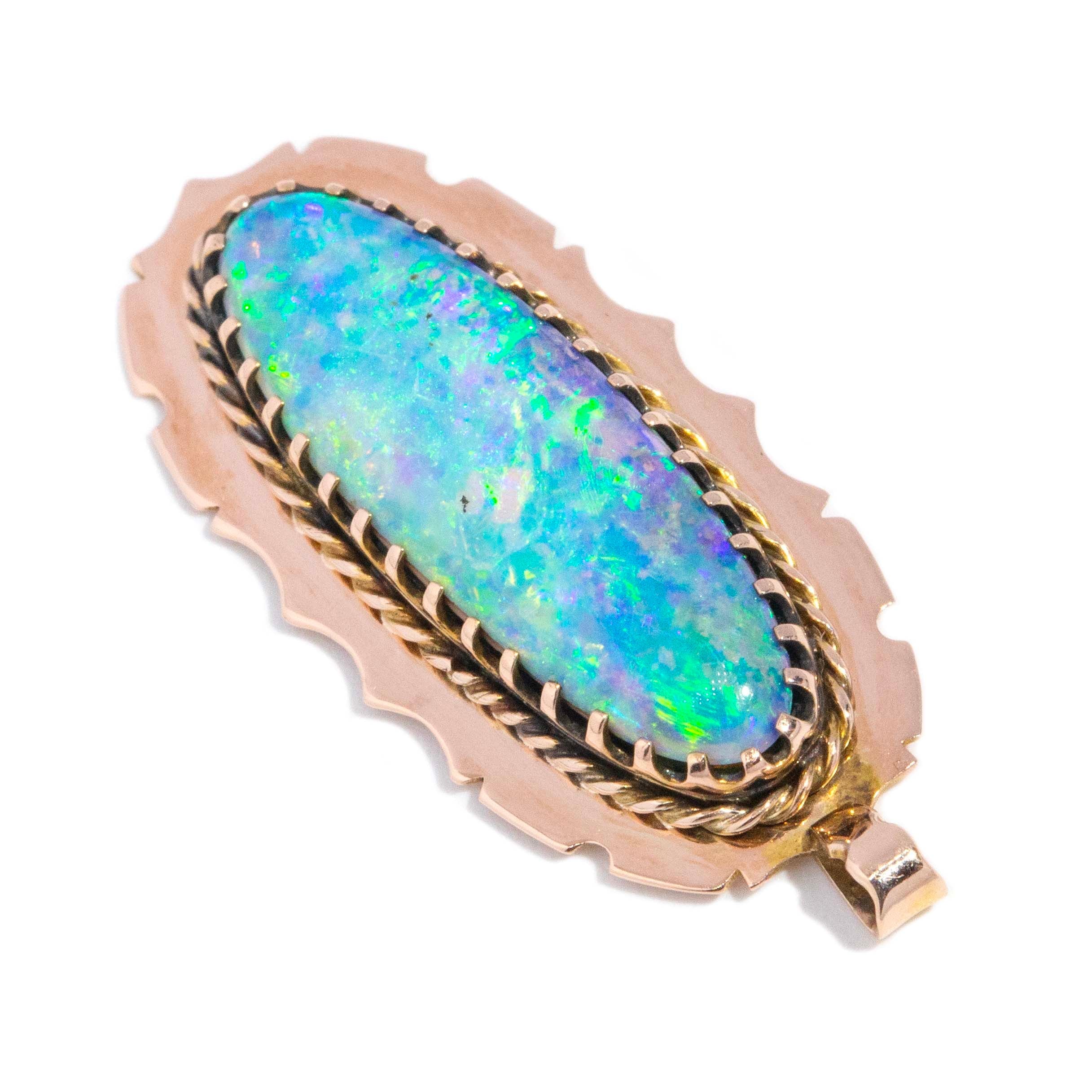 Thais Elongated Oval Boulder Opal Pendant 9ct Gold Pendants/Necklaces Imperial Jewellery 