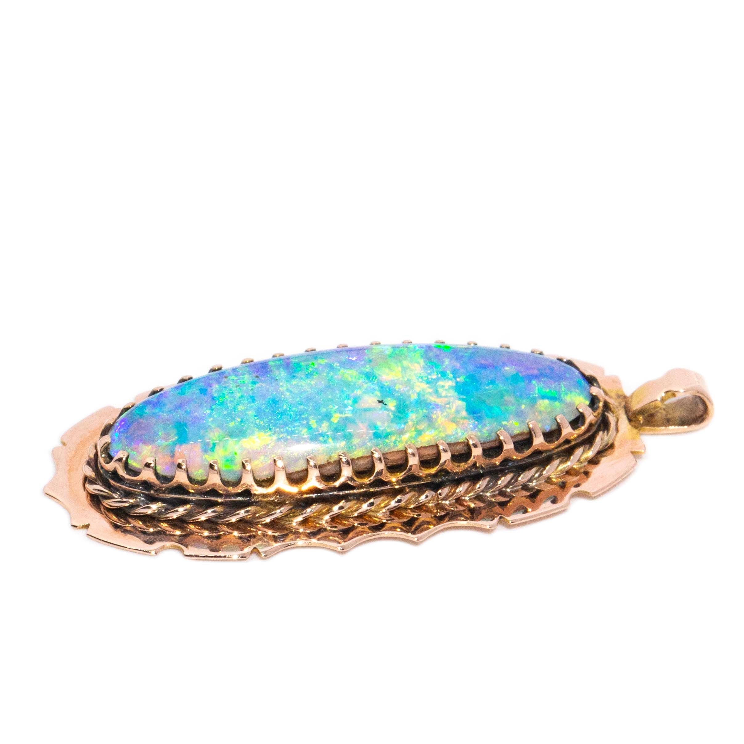 Thais Elongated Oval Boulder Opal Pendant 9ct Gold Pendants/Necklaces Imperial Jewellery 