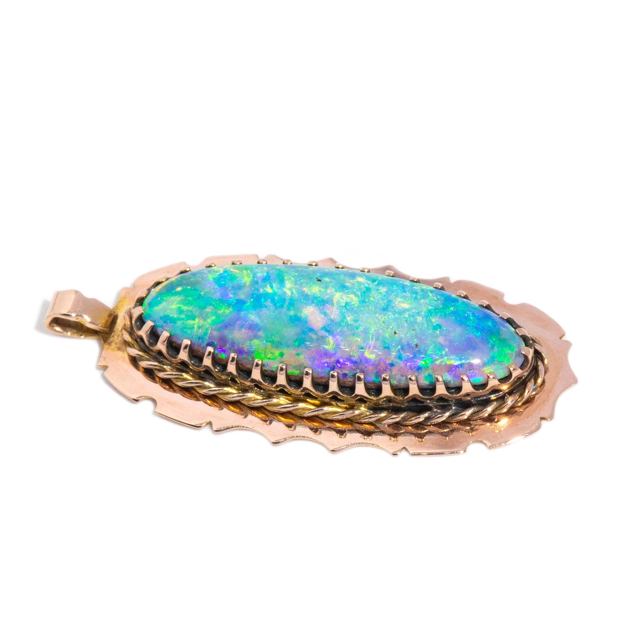 Thais Elongated Oval Boulder Opal Pendant 9ct Gold Pendants/Necklaces Imperial Jewellery 