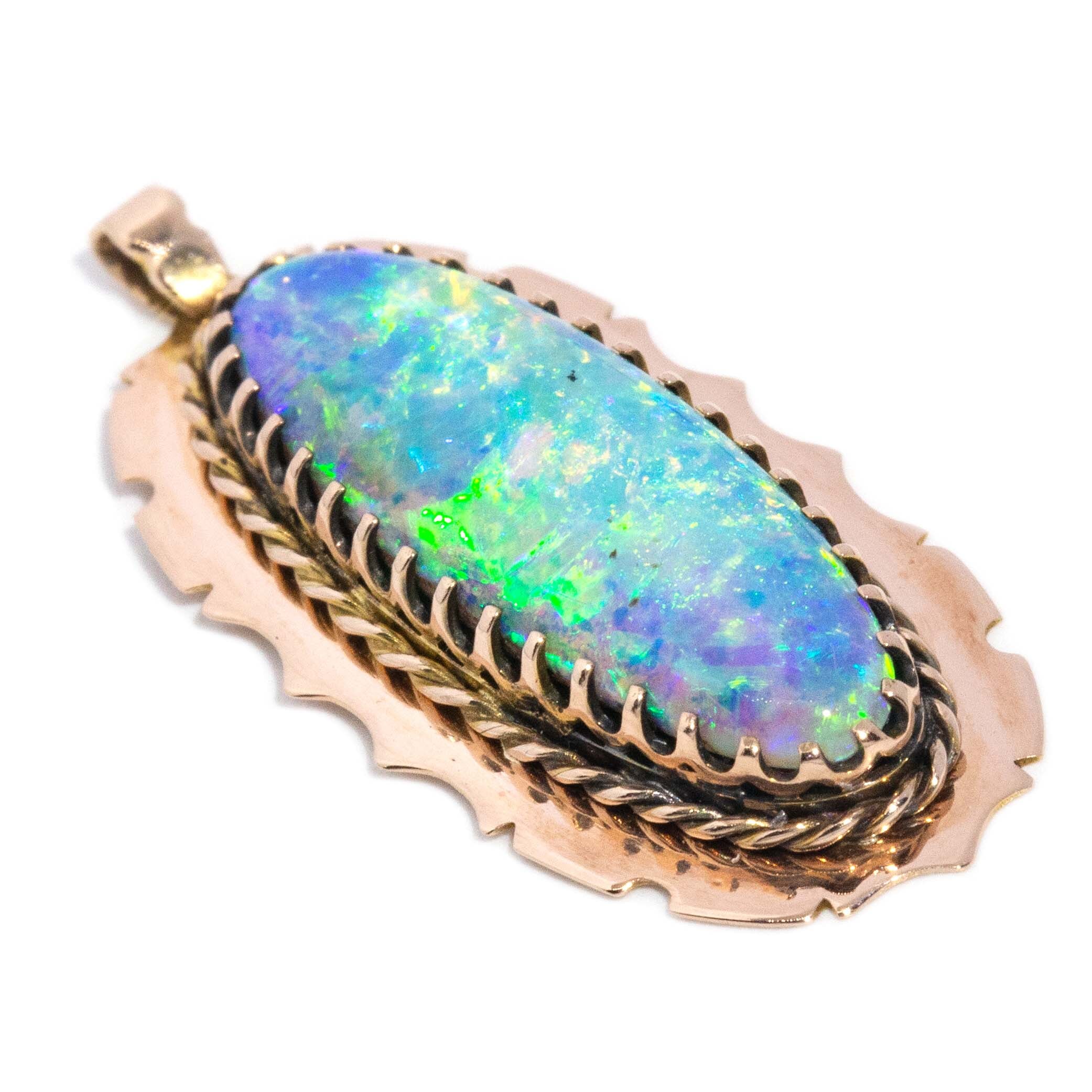 Thais Elongated Oval Boulder Opal Pendant 9ct Gold Pendants/Necklaces Imperial Jewellery 