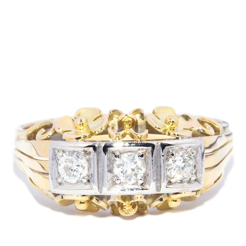 Thalassa Diamond Foliate Openwork Ring 14K Two Tone Gold