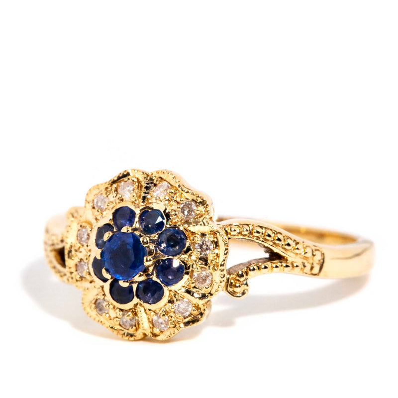Theda Blue Sapphire & Diamond Ring 9ct Gold* DRAFT Rings Imperial Jewellery 
