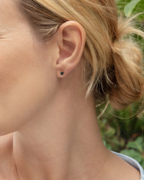 Theodora Vintage Blue Sapphire Studs 9ct Gold Earrings Imperial Jewellery 