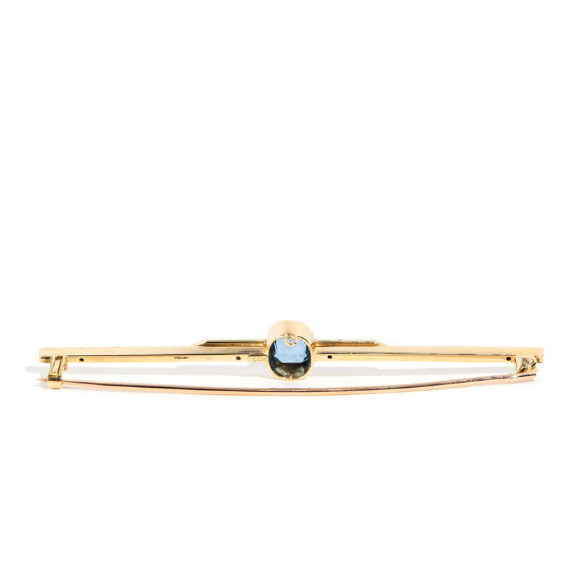 Thetis 1930s Aquamarine & Seed Pearl Brooch 15ct Gold Brooches Imperial Jewellery 