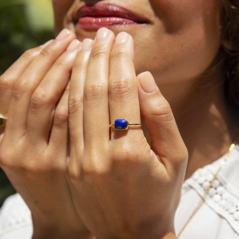 Thora 1980s Lapis Lazuli Ring 9ct Gold Rings Imperial Jewellery 