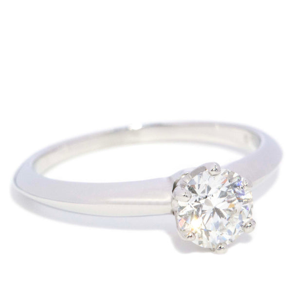 Tiffany & Co. 0.86ct Brilliant Cut Diamond Platinum Knife Edge Solitaire Ring Rings Imperial Jewellery 