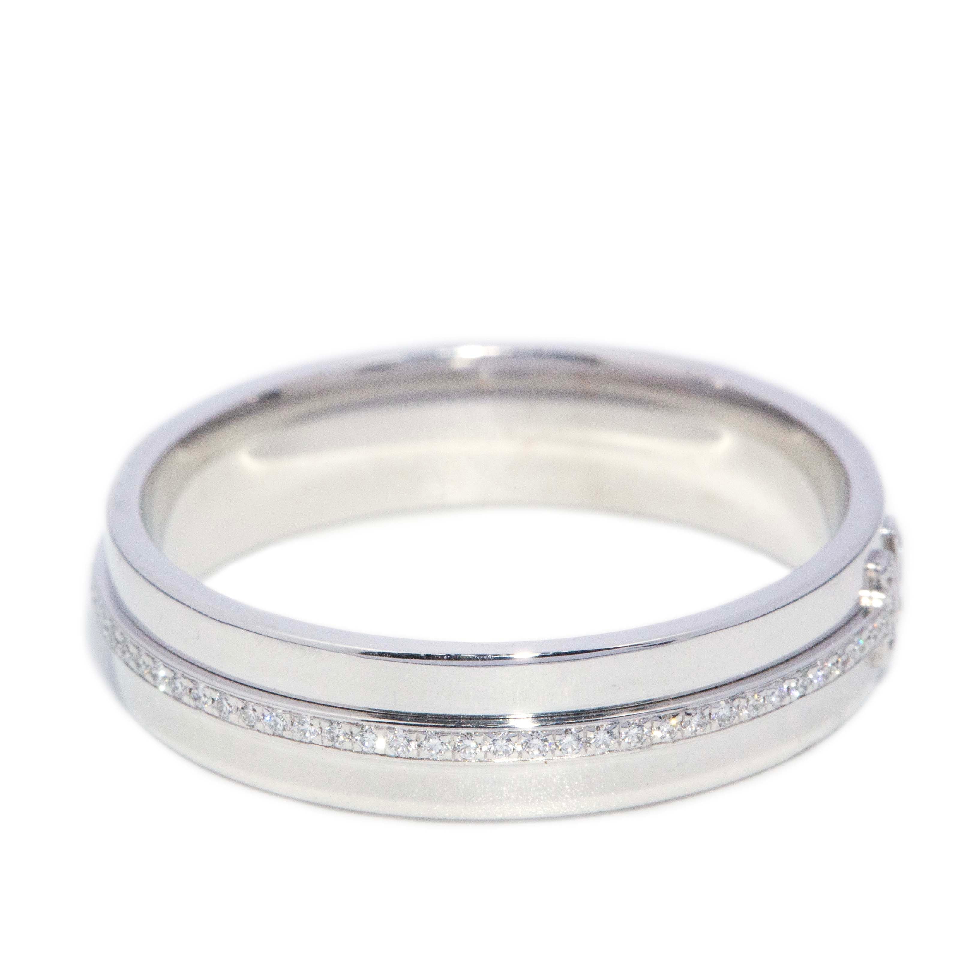 Tiffany & Co. Diamond 'Wide T' Band 18ct White Gold Rings Imperial Jewellery 