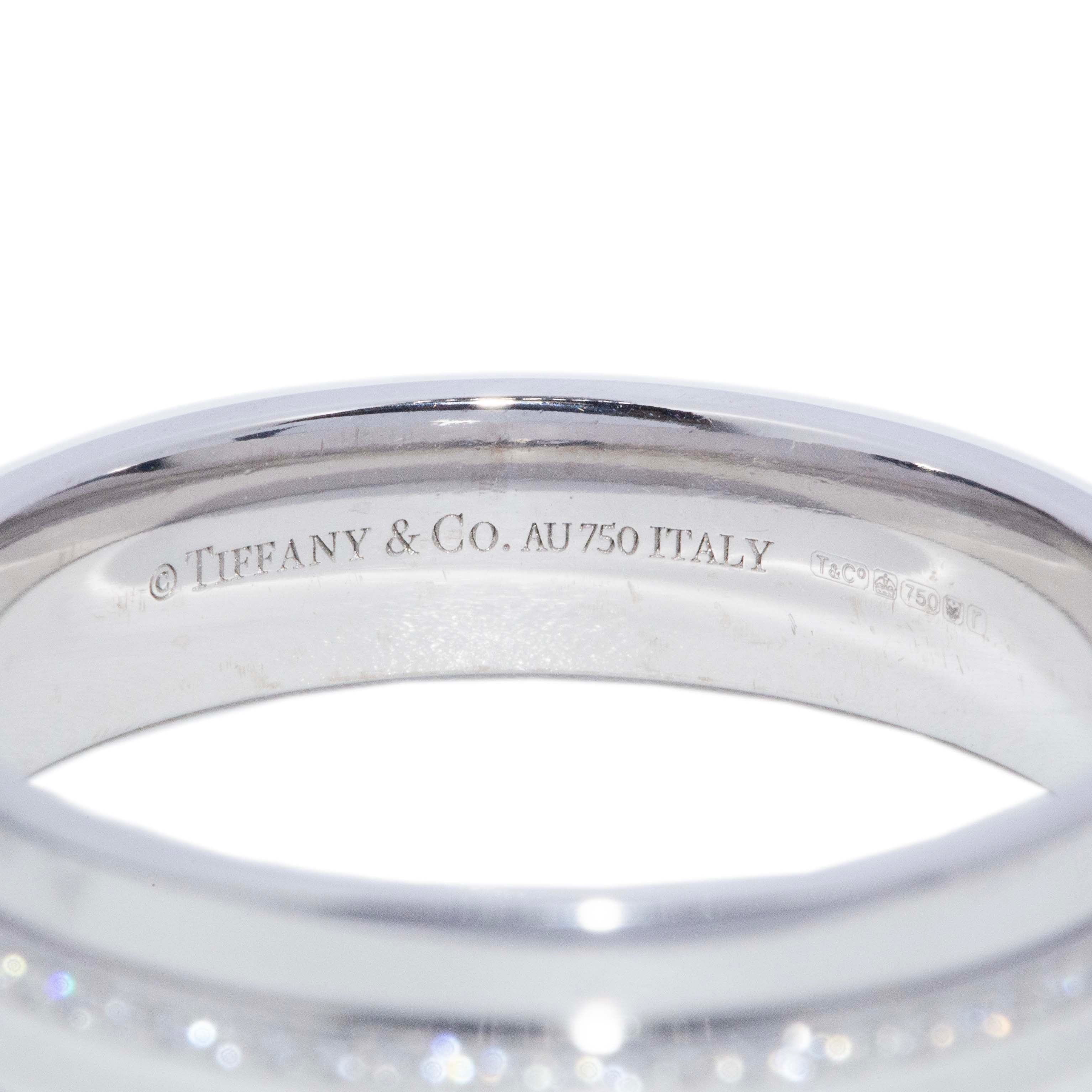 Tiffany & Co. Diamond 'Wide T' Band 18ct White Gold Rings Imperial Jewellery 
