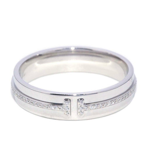 Tiffany & Co. Diamond "Wide T" Band 18K White Gold