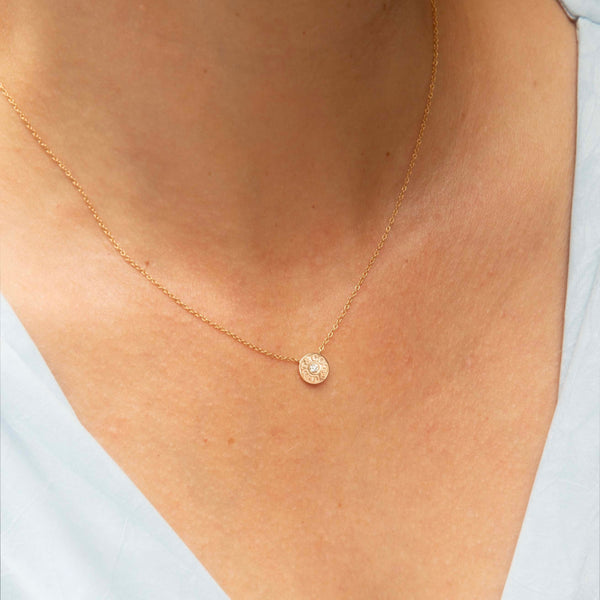 Tiffany & Co. Solitaire Diamond Circle Tag Pendant Necklace 18ct Rose Gold Pendants/Necklaces Imperial Jewellery 