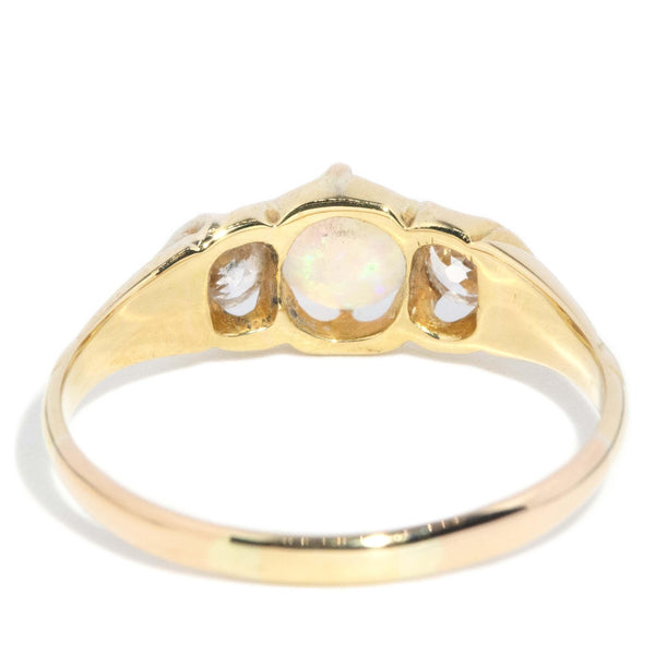 Vintage Circa 1940s Opal & Diamond Ring 18 Carat Gold