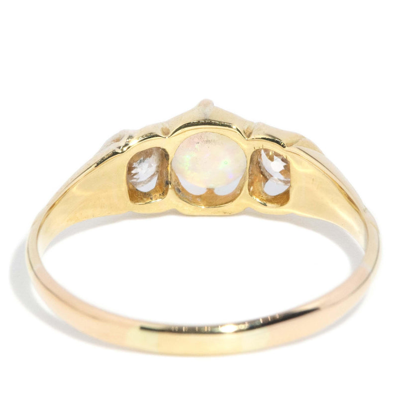 Vintage Circa 1940s Opal & Diamond Ring 18 Carat Gold