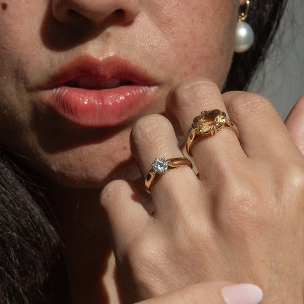 Tristan 1970s Cushion Cut Citrine Ring 10ct Gold Rings Imperial Jewellery 