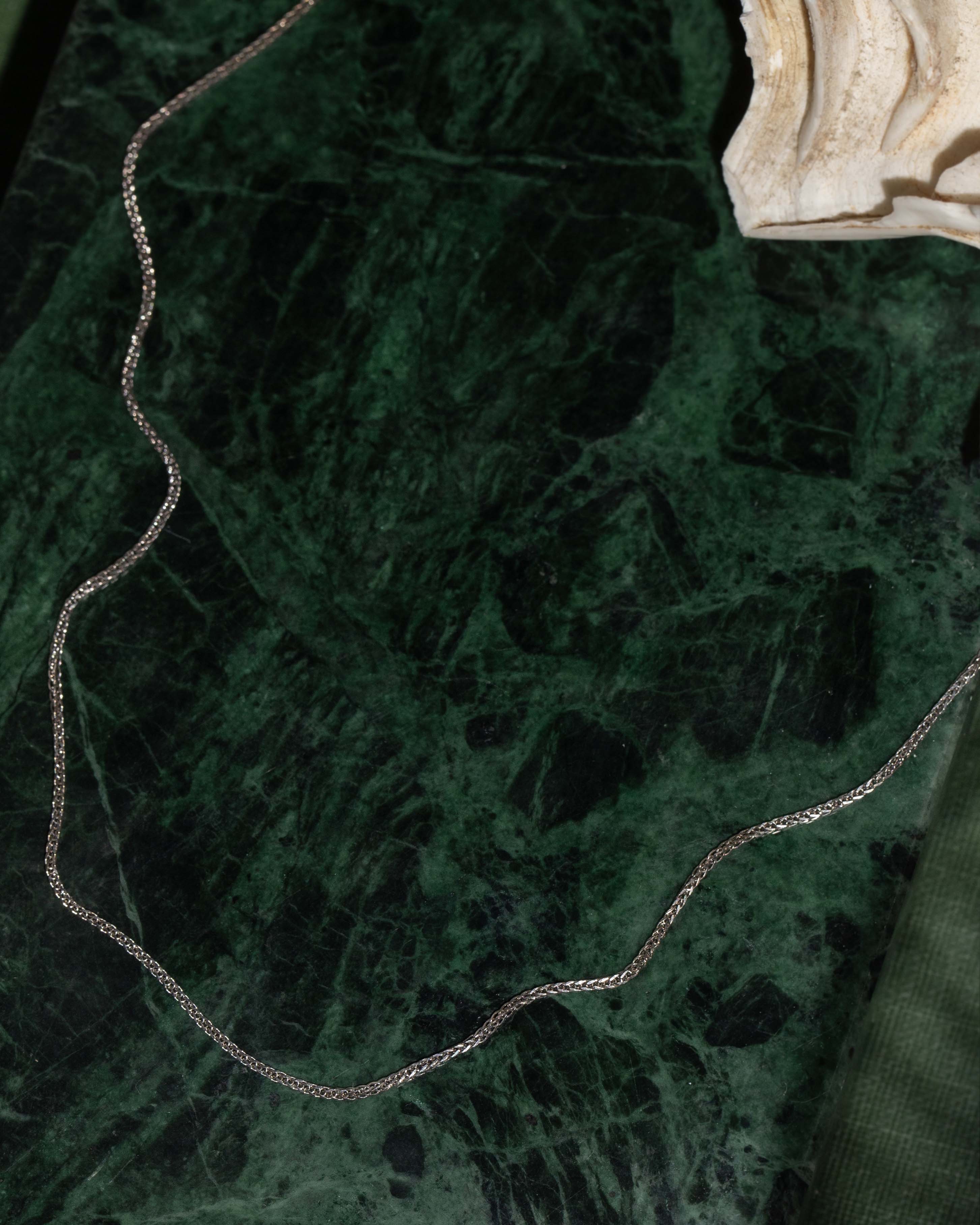 Trove Contemporary Cable & Bead Link Chain 18ct White Gold 45cm Long Pendants/Necklaces Imperial Jewellery 