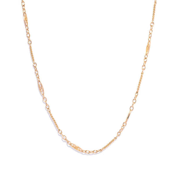 Trove Contemporary Figaro Twist Eternity Link Chain 9ct Yellow Gold 42cm Long Pendants/Necklaces Imperial Jewellery 