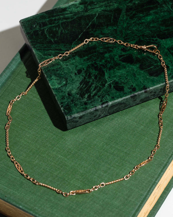 Trove Contemporary Figaro Twist Eternity Link Chain 9ct Yellow Gold 42cm Long Pendants/Necklaces Imperial Jewellery 
