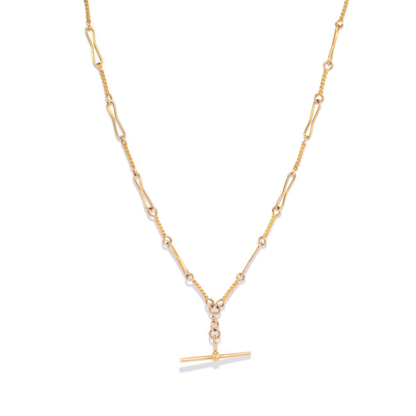 Trove Contemporary Figaro Twist Link Fob Chain 9ct Yellow Gold 43cm Long Pendants/Necklaces Imperial Jewellery 