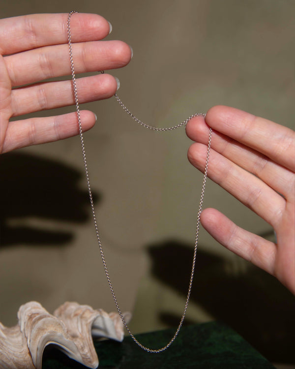 Trove Contemporary Round Cable Link Chain 18ct White Gold 45cm Long Pendants/Necklaces Imperial Jewellery 