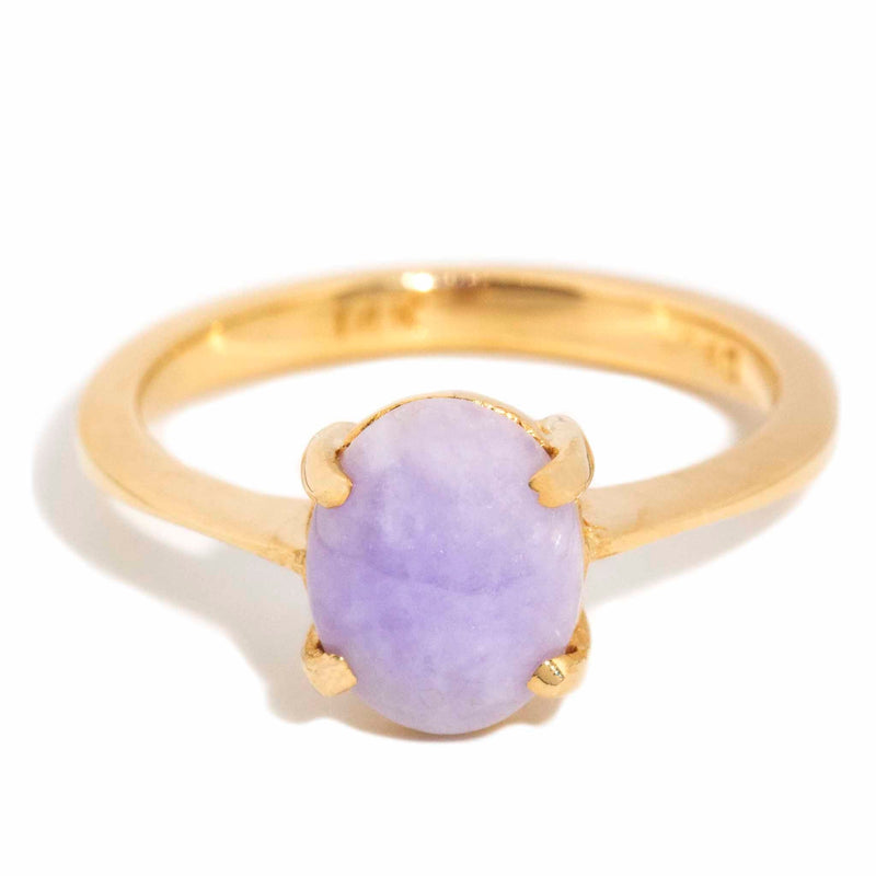 Tryphena 1990s Purple Jade Cabochon Ring 14ct Gold Rings Imperial Jewellery Imperial Jewellery - Hamilton 