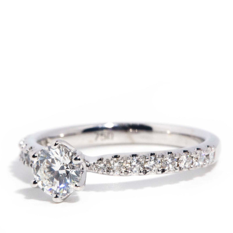 Tudor 18ct White Gold Vintage Diamond Engagement Ring* OB Rings Imperial Jewellery 