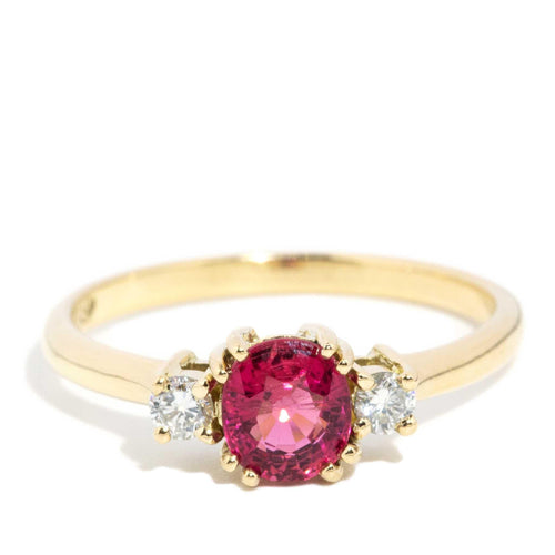 Tulia Pink Tourmaline & Diamond Three Stone Ring 18K Yellow Gold