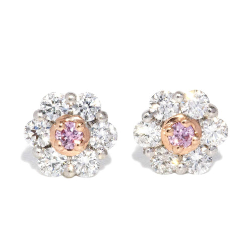 Turia Pink & White Diamond Studs 18K White & Rose Gold