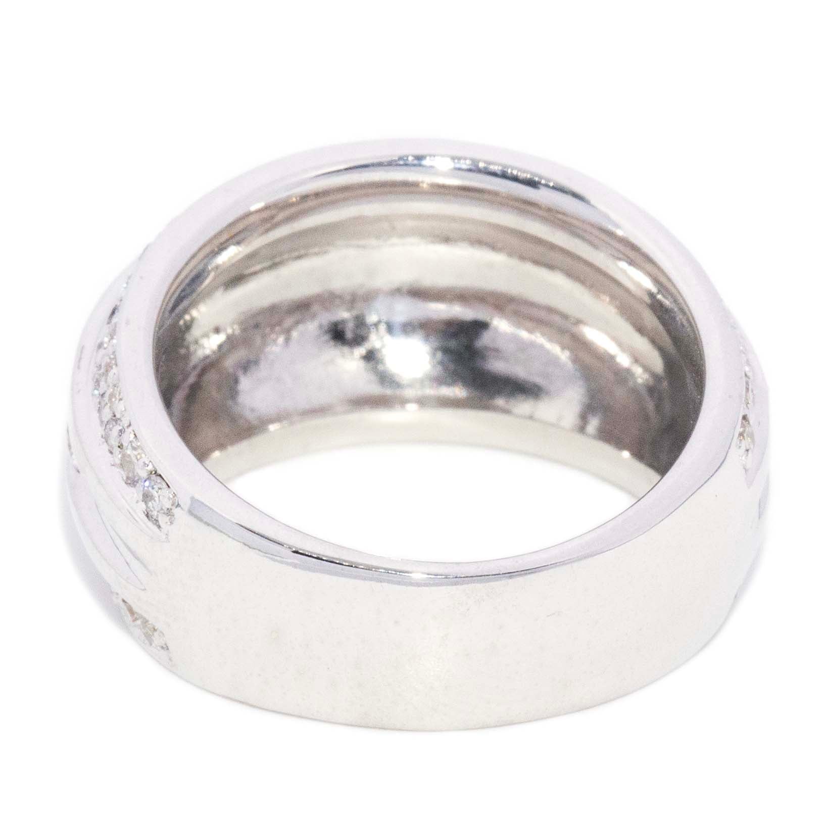 Tuscany Pave Diamond Bombe Ring 18ct White Gold Rings Imperial Jewellery 