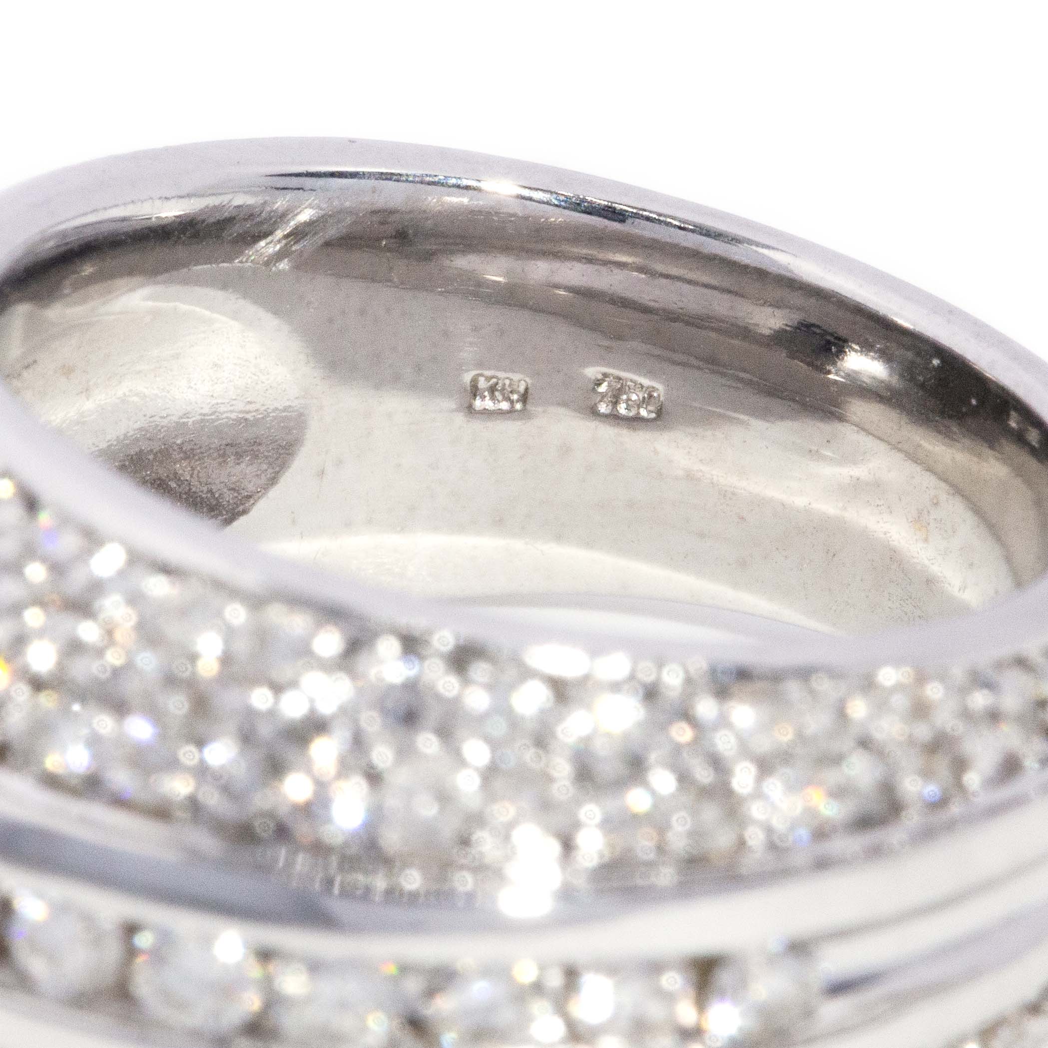 Tuscany Pave Diamond Bombe Ring 18ct White Gold Rings Imperial Jewellery 