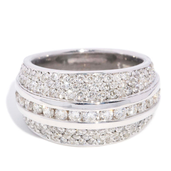 Tuscany Pave Diamond Bombe Ring 18ct White Gold Rings Imperial Jewellery 