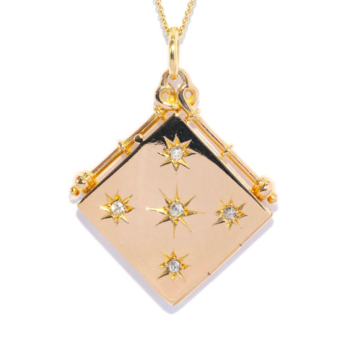 Twila Edwardian Old Cut Diamond Locket 18K Yellow Gold