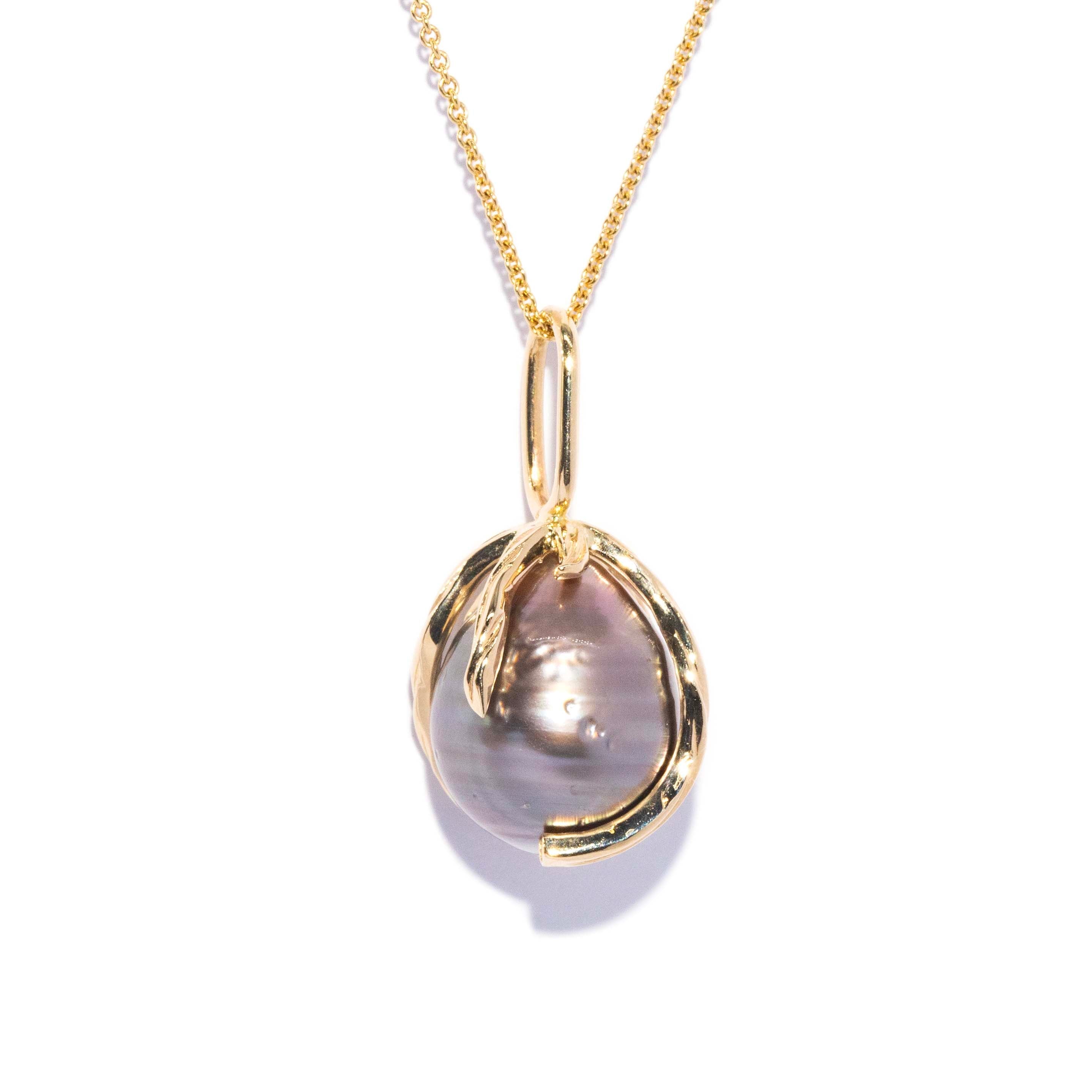 Uma Tahitian Pearl Organic Pendant 14ct Gold Pendants/Necklaces Imperial Jewellery 