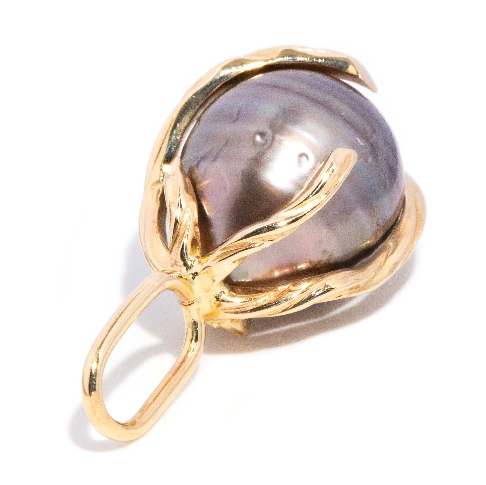 Uma Tahitian Pearl Organic Pendant 14ct Gold Pendants/Necklaces Imperial Jewellery 