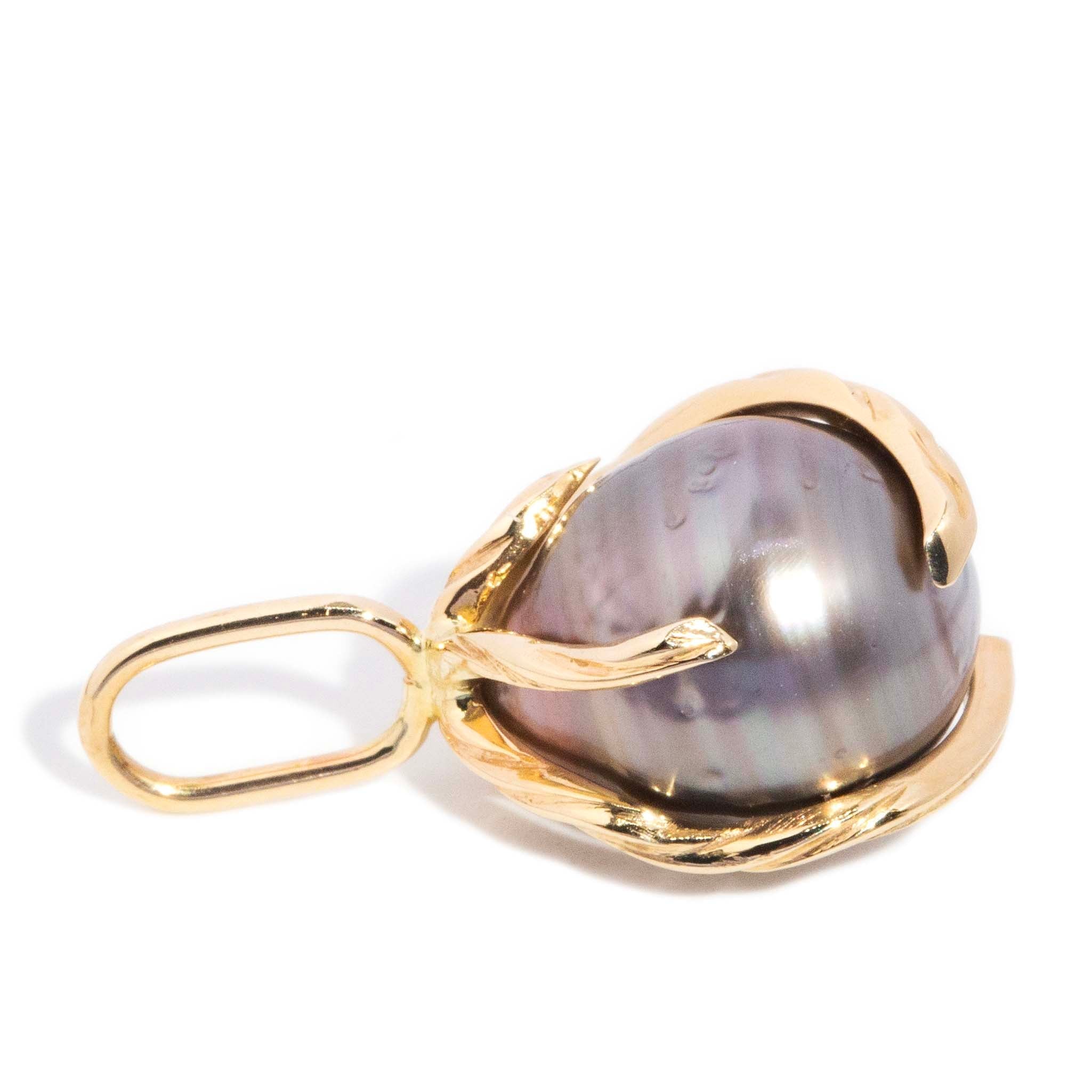 Uma Tahitian Pearl Organic Pendant 14ct Gold Pendants/Necklaces Imperial Jewellery 