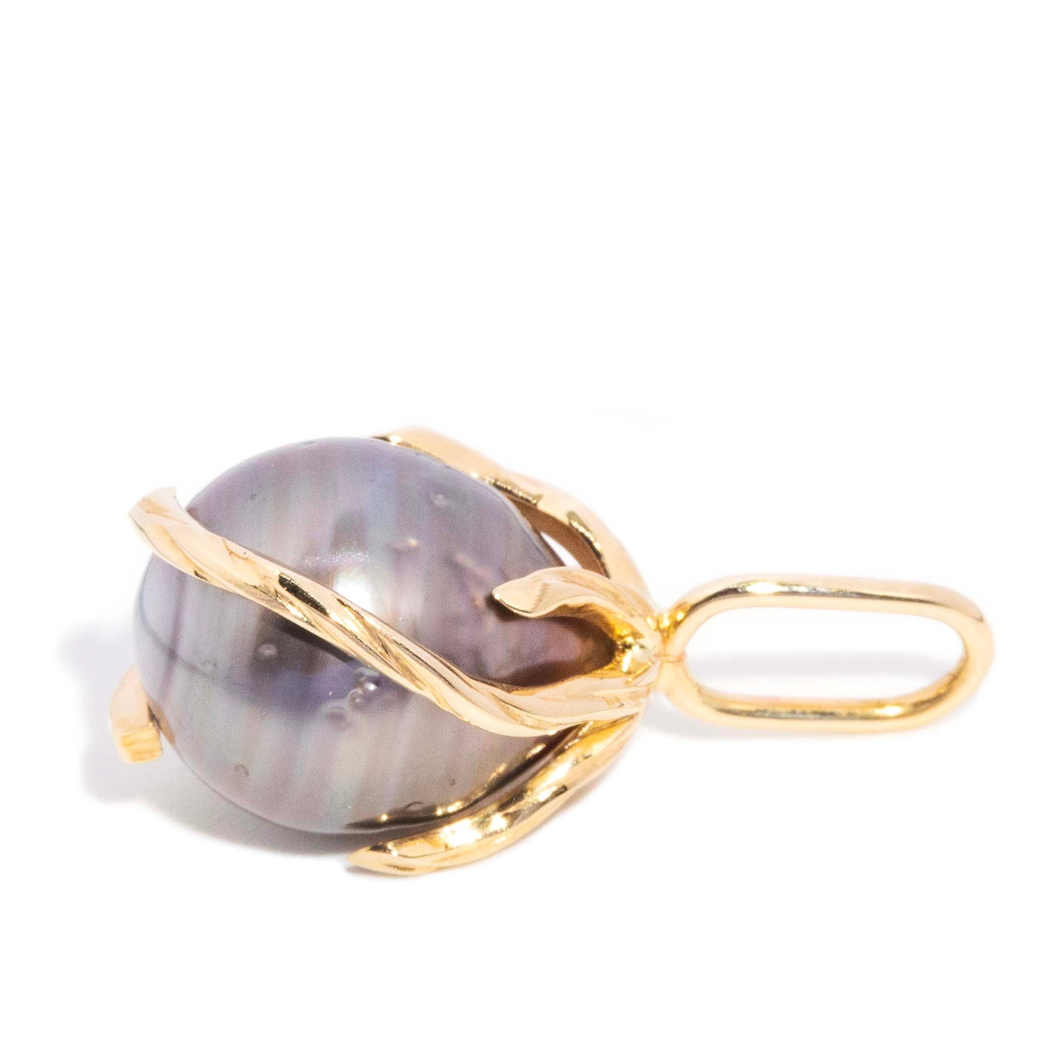 Uma Tahitian Pearl Organic Pendant 14ct Gold Pendants/Necklaces Imperial Jewellery 