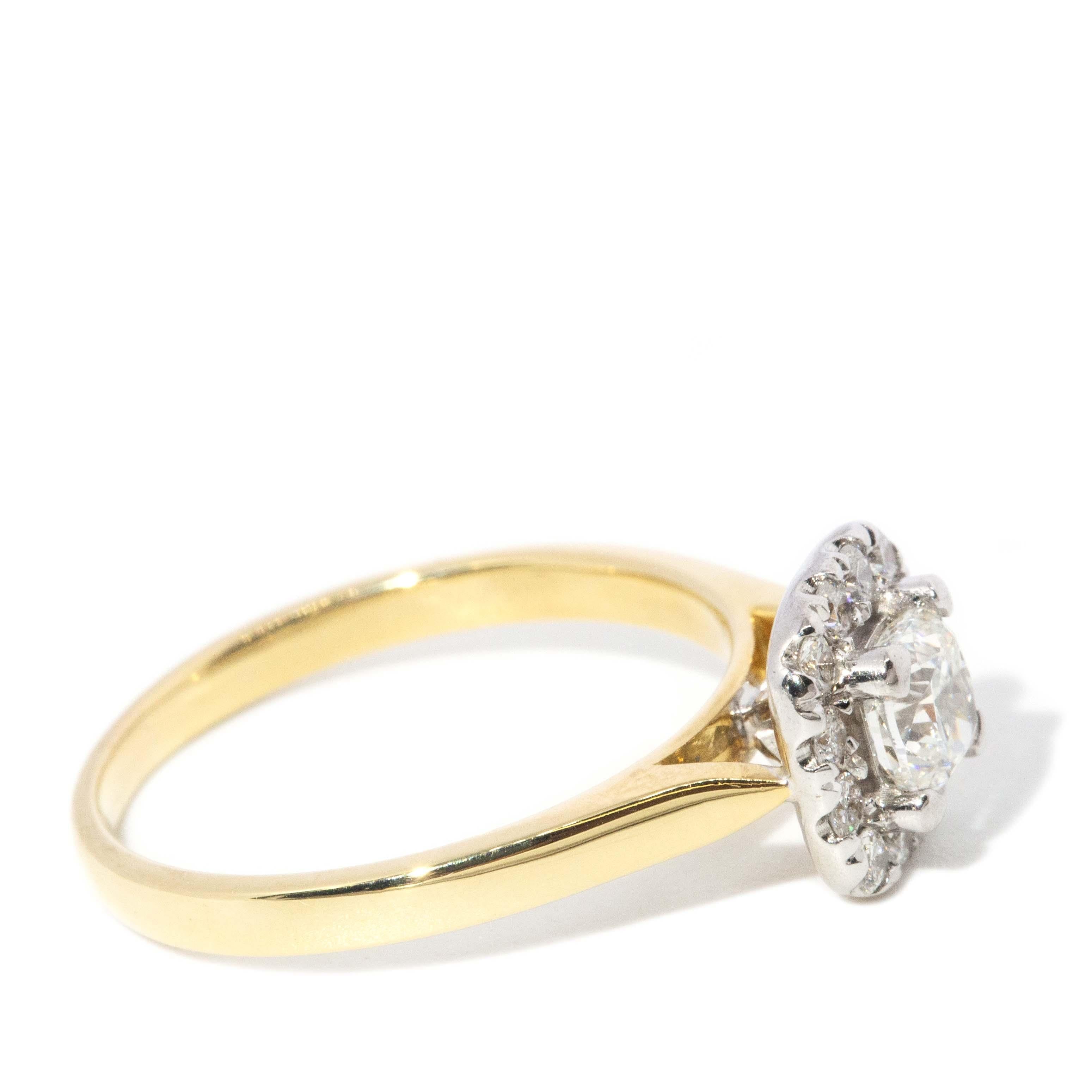 Contemporary Diamond Halo Ring 18 Carat Yellow Gold