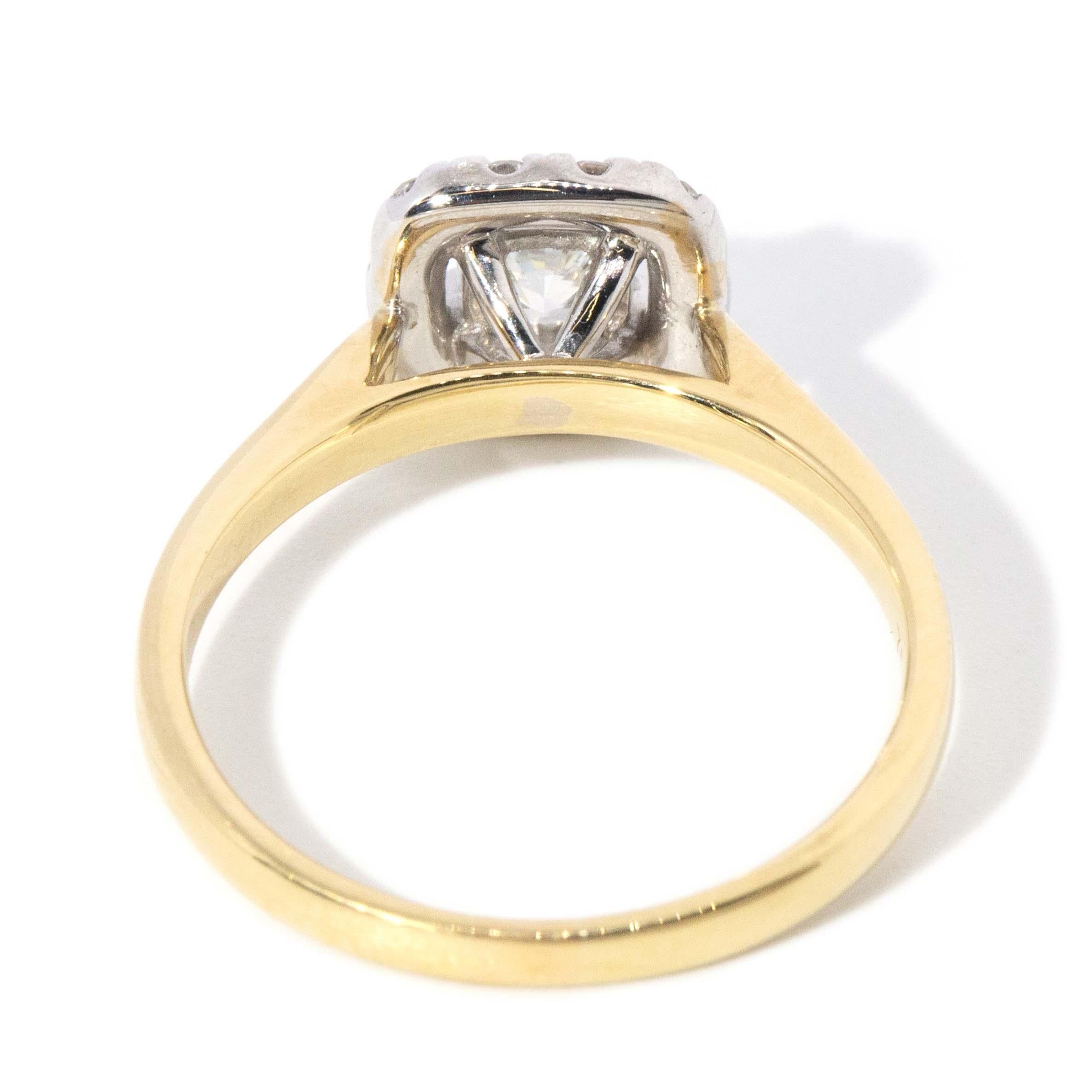 Contemporary Diamond Halo Ring 18 Carat Yellow Gold