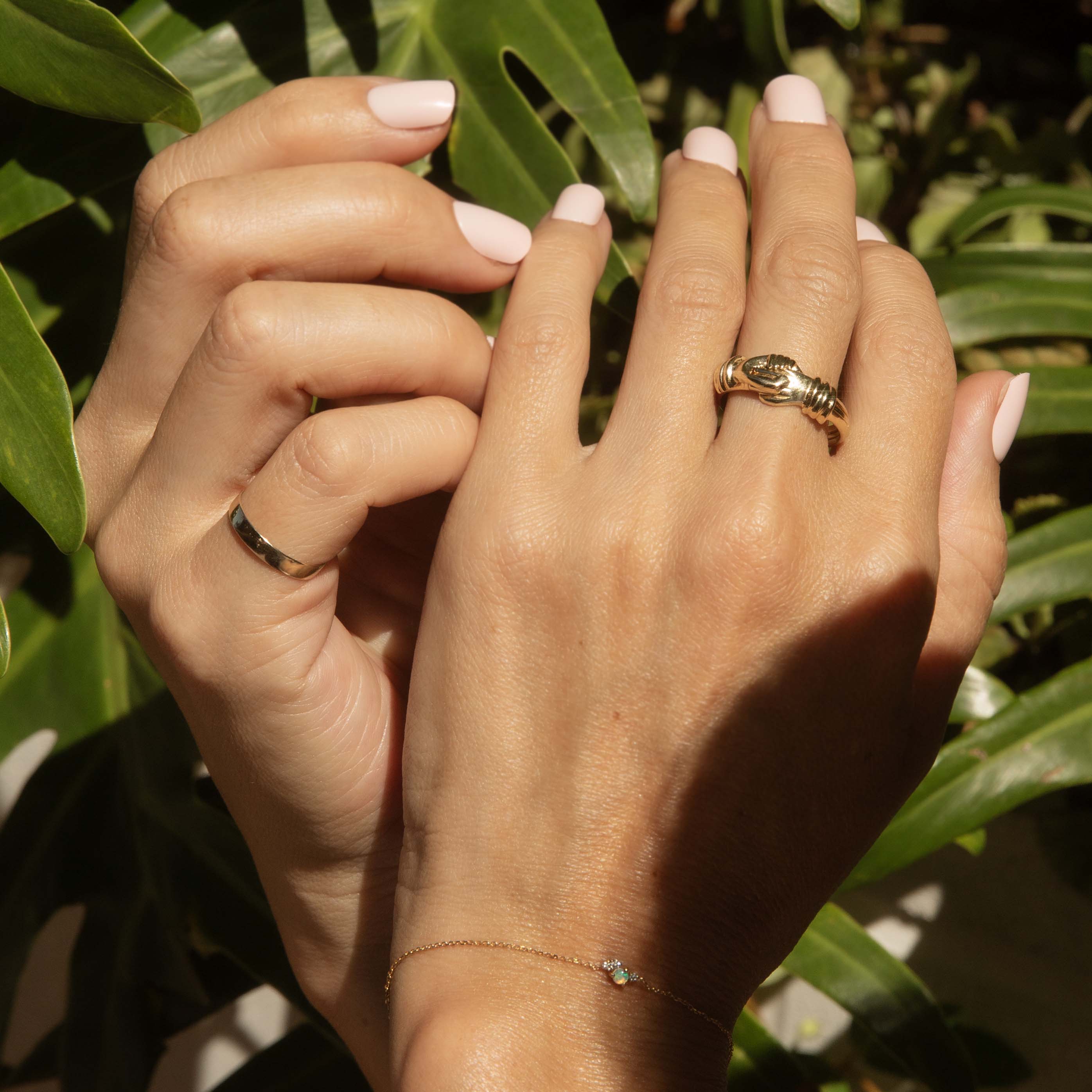 Valentin 1980s Fede Three Part Heart Ring 9ct Gold Rings Imperial Jewellery 