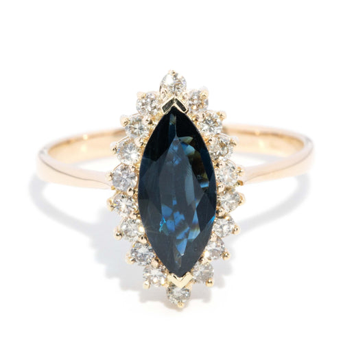 Varinia Sapphire & Diamond Marquise Ring 14K Yellow Gold