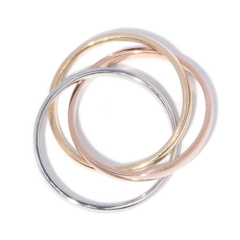 Vintage 1980s Three Tone Russian Wedding Band 9 Carat Gold